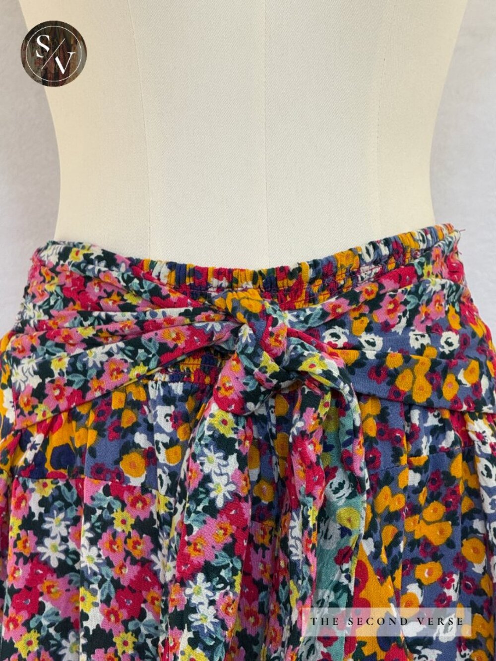 Patron of Peace Floral Tie Front Smocked Waist Mini Skirt Multicolored Medium - Picture 4 of 8